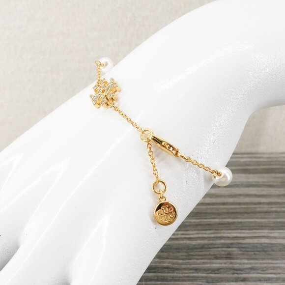 Tory Burch Gemstones and Pearl Bracelet Gold OS - Picture 9 of 16